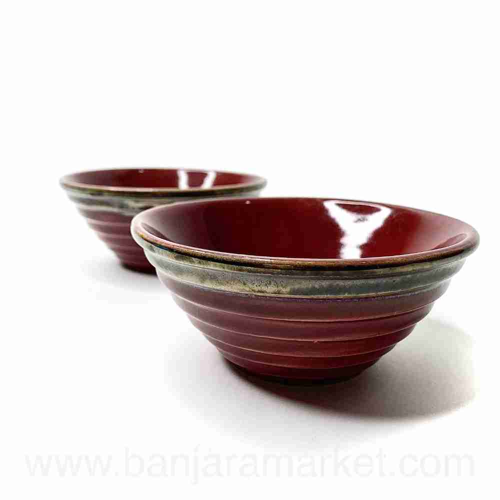 Banjara Market | Maroon Cone Small Bowls (Set of 2)