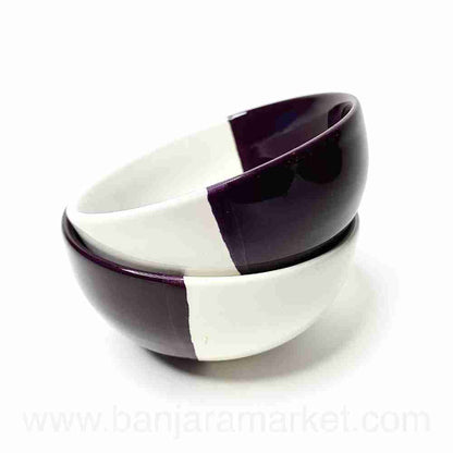 Banjara Market | Purple-White Small Bowls (Set of 2)