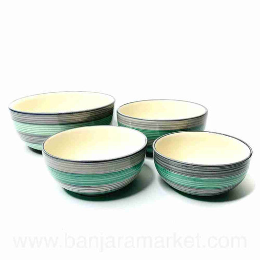 Banjara Market | Blue-Grey Rings Serving Bowls (Set of 4)