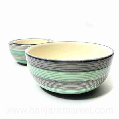 Banjara Market | Blue-Grey Rings Serving Bowls (Set of 4)