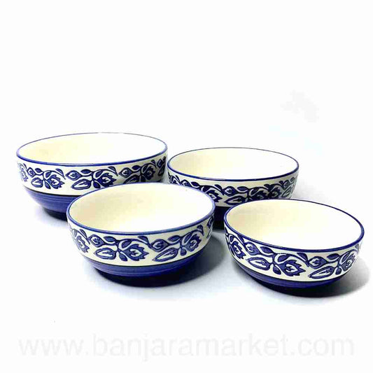 Banjara Market | Blue Bail-Print Serving Bowls (Set of 4)