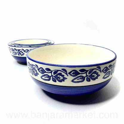 Banjara Market | Blue Bail-Print Serving Bowls (Set of 4)