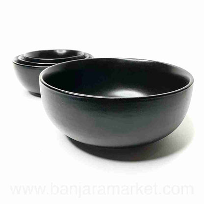 Banjara Market | Black Serving Bowls (Set of 4)