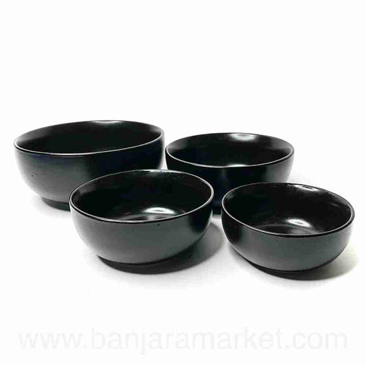 Banjara Market | Black Serving Bowls (Set of 4)