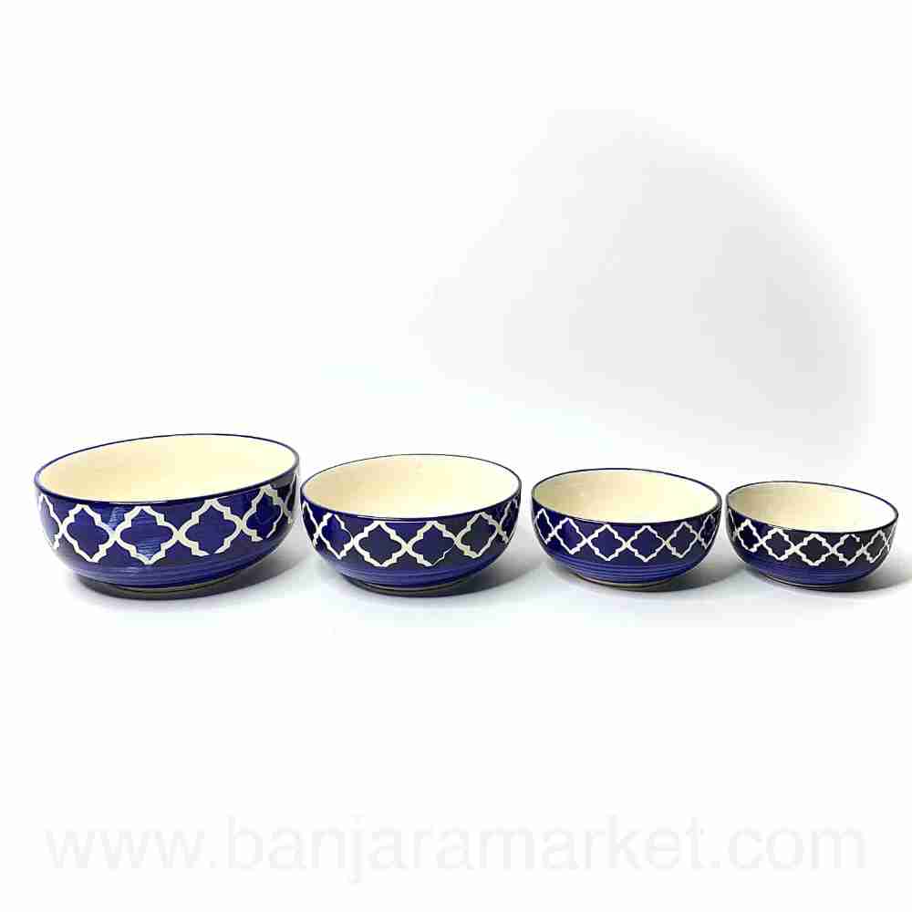 Banjara Market | Blue Moroccan Serving Serving Bowls (Set of 4)