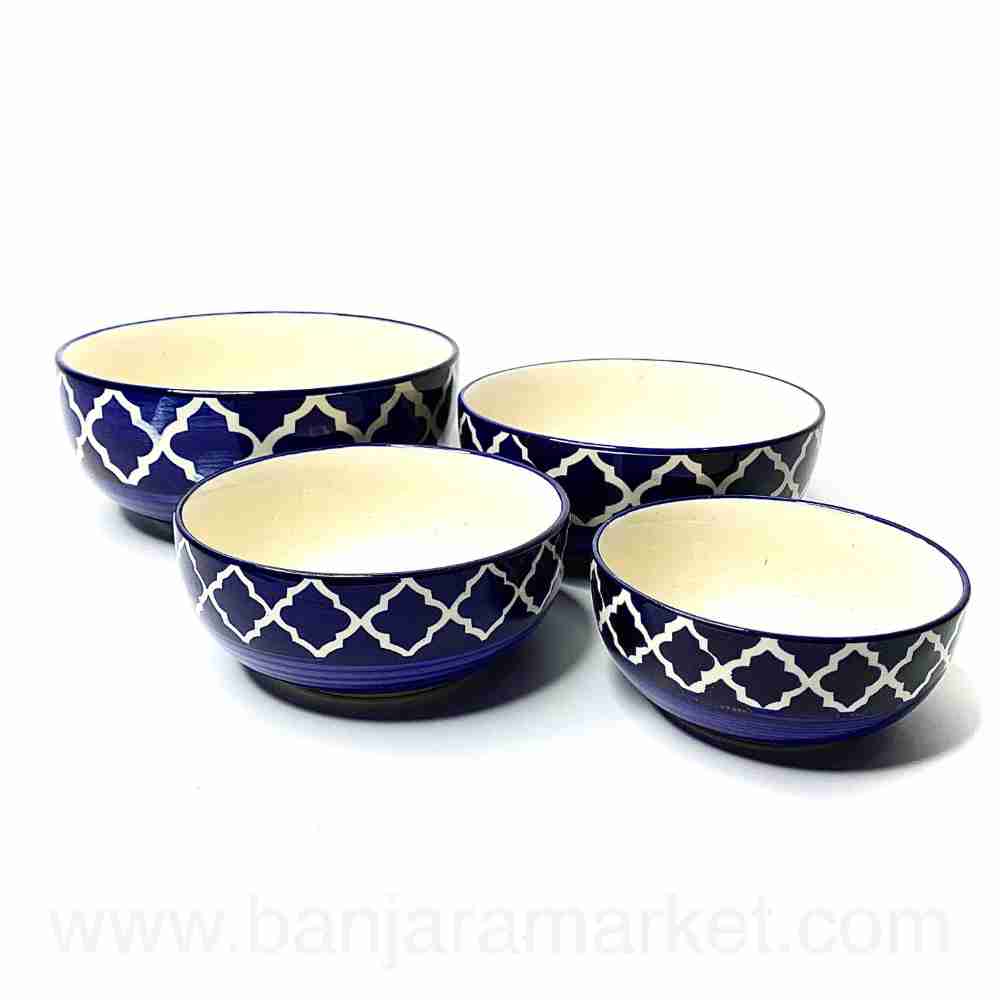 Banjara Market | Blue Moroccan Serving Serving Bowls (Set of 4)