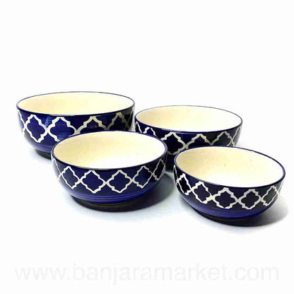 Banjara Market | Blue Moroccan Serving Serving Bowls (Set of 4)