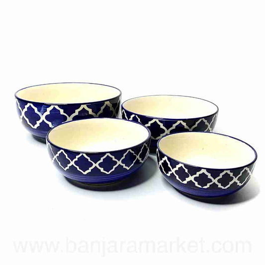 Banjara Market | Blue Moroccan Serving Serving Bowls (Set of 4)