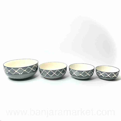 Banjara Market | Grey Moroccan Serving Bowls (Set of 3)