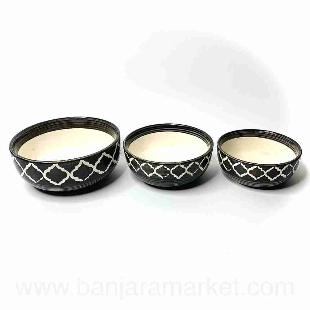 Banjara Market | Dark Grey Moroccan Bowls (Set of 3)