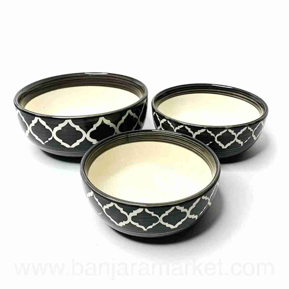 Banjara Market | Dark Grey Moroccan Bowls (Set of 3)