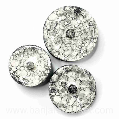 Banjara Market | Grey Bubble Print Degchi (Set of 3)