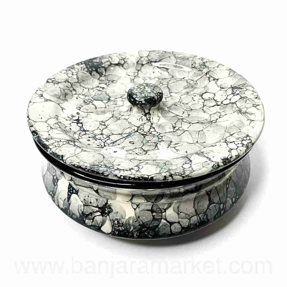 Banjara Market | Grey Bubble Print Degchi (Set of 3)