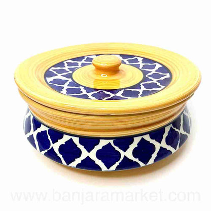 Banjara Market | Yellow-Blue Moroccan Degchi (Set of 3)