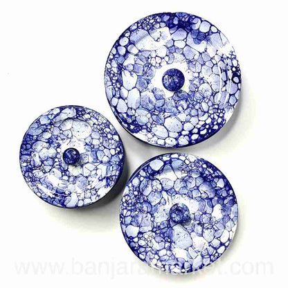 Banjara Market | Blue Bubble Print Degchi (Set of 3)