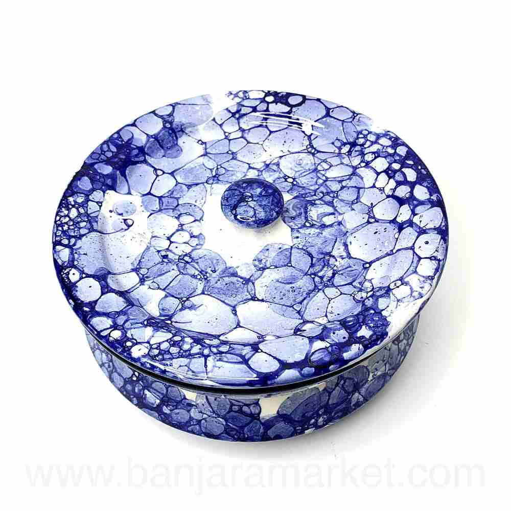 Banjara Market | Blue Bubble Print Degchi (Set of 3)