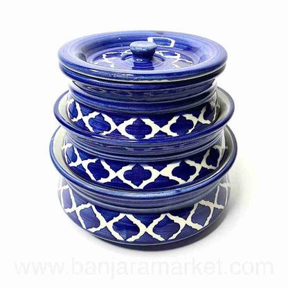 Banjara Market | Blue Moroccan Degchi (Set of 3)