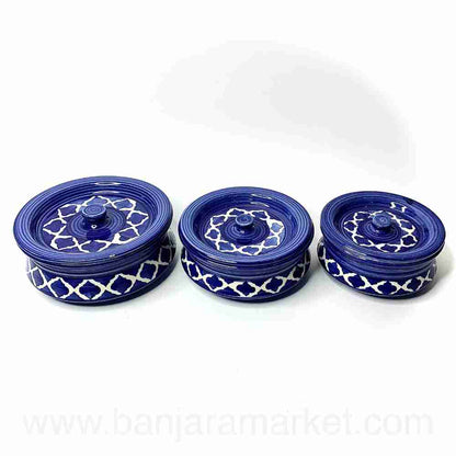 Banjara Market | Blue Moroccan Degchi (Set of 3)