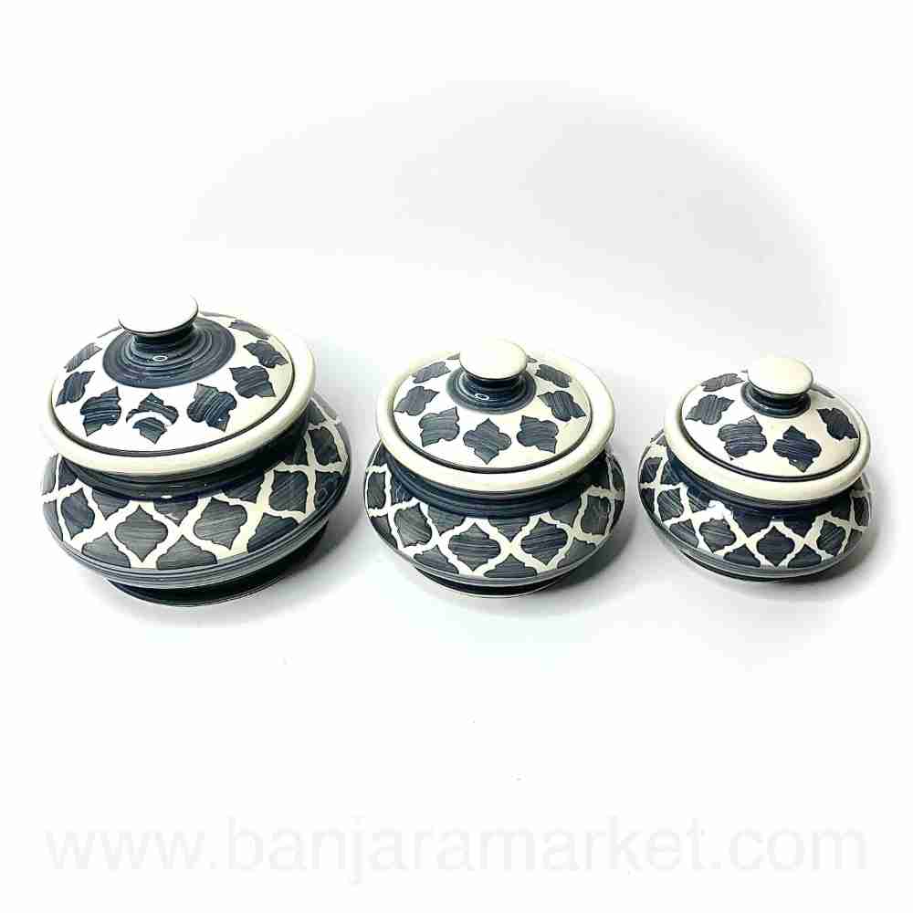 Banjara Market | Grey Moroccan Handi (Set of 3)