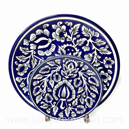 Banjara Market | Blue Mughal Print Dinner Set (Set of 12)