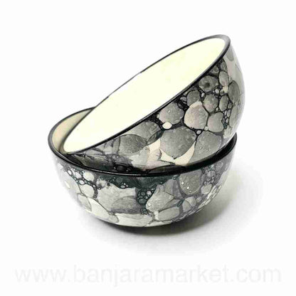 Banjara Market | Grey Bubble Print Dinner Set (Set of 6)