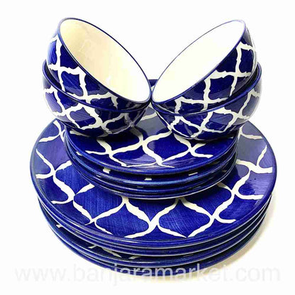 Banjara Market | Blue Moroccan Dinner Set (Set of 12)