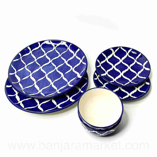 Banjara Market | Blue Moroccan Dinner Set (Set of 6)