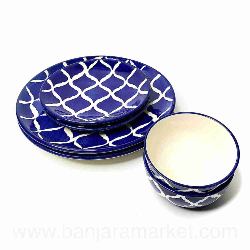 Banjara Market | Blue Moroccan Dinner Set (Set of 6)