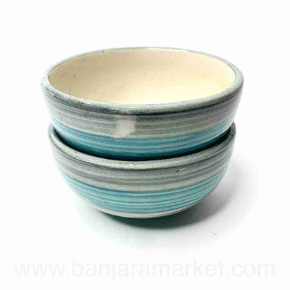 Banjara Market | Blue-Grey Rings Small Bowls (Set of 2)