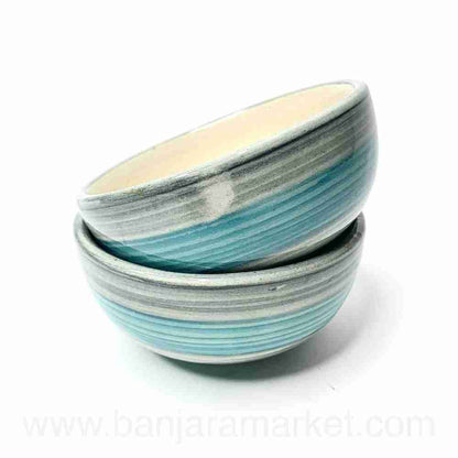 Banjara Market | Blue-Grey Rings Small Bowls (Set of 2)