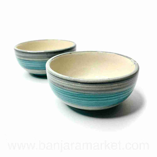 Banjara Market | Blue-Grey Rings Small Bowls (Set of 2)