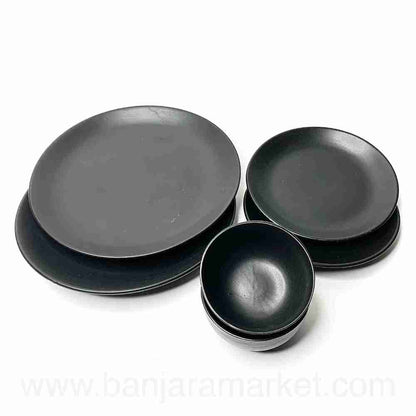 Banjara Market | Matt Black Dinner Set (Set of 6)