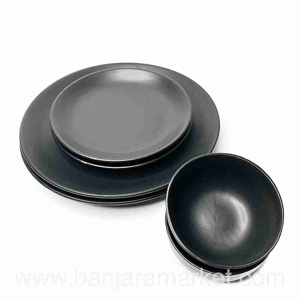 Banjara Market | Matt Black Dinner Set (Set of 6)