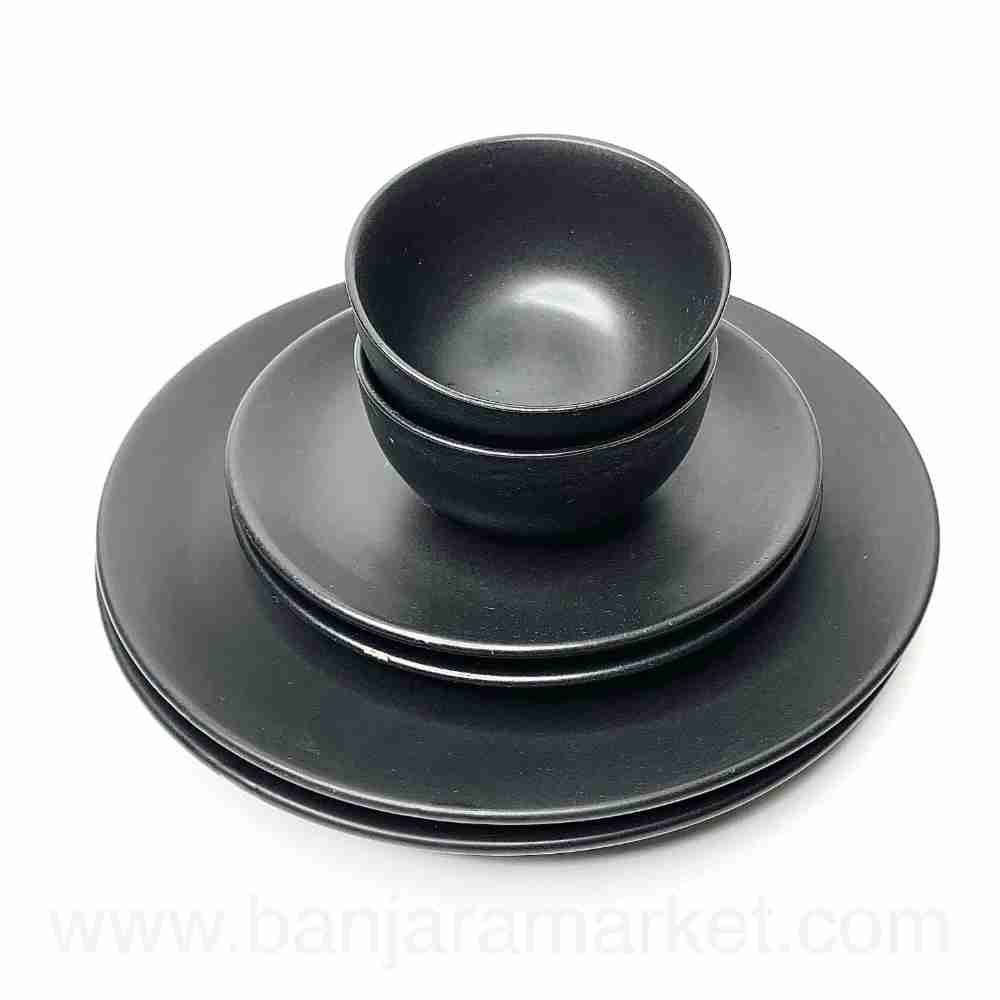 Banjara Market | Matt Black Dinner Set (Set of 6)