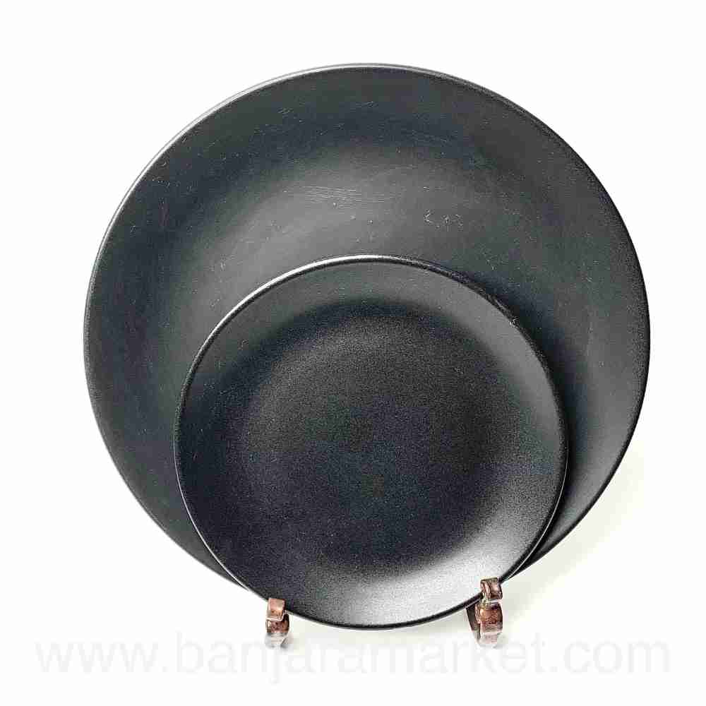 Banjara Market | Matt Black Dinner Set (Set of 12)