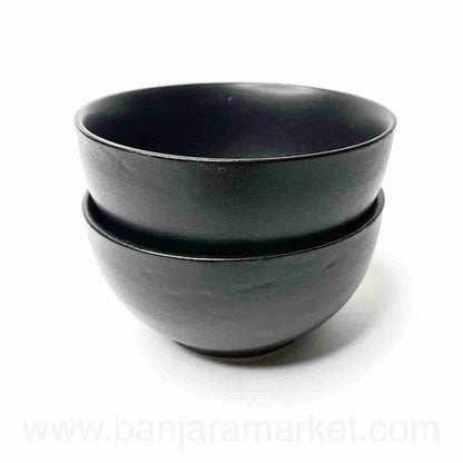 Banjara Market | Matt Black Small Bowls (Set of 2)