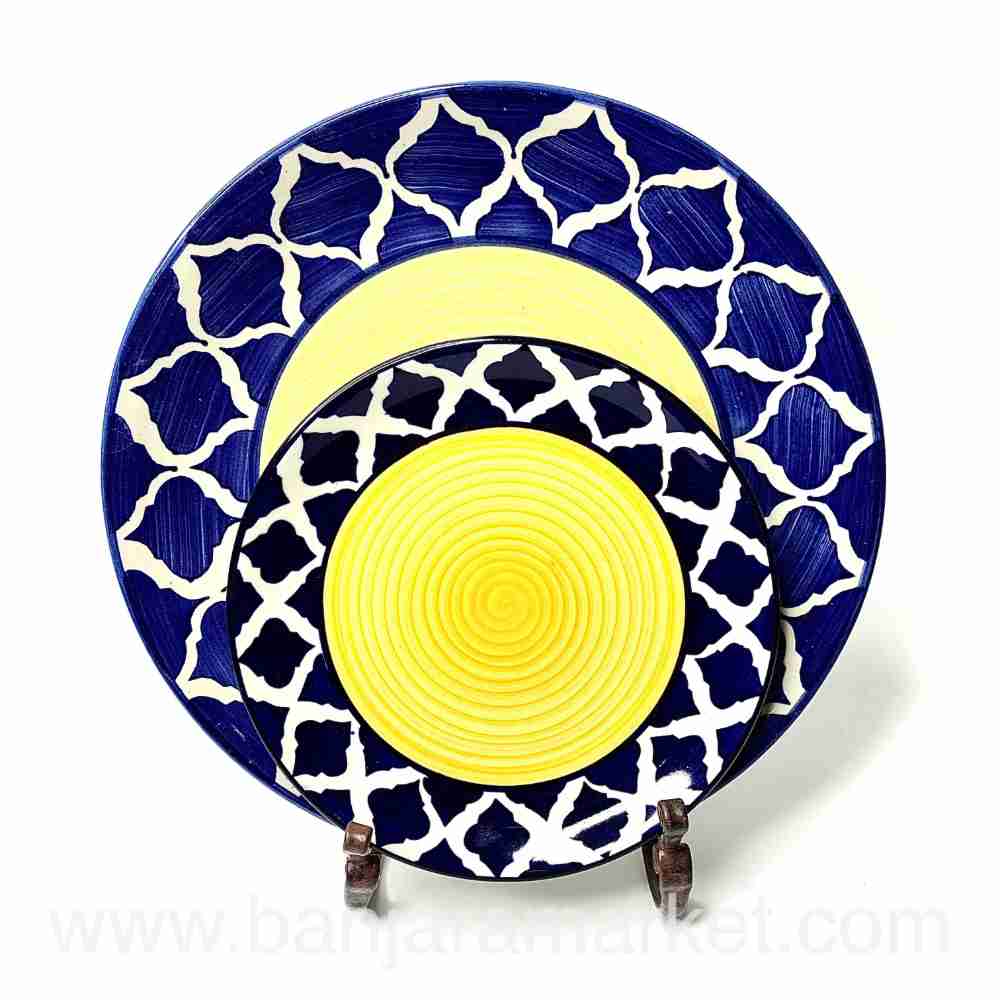 Banjara Market | Yellow-Blue Mughal Dinner Set (Set of 6)