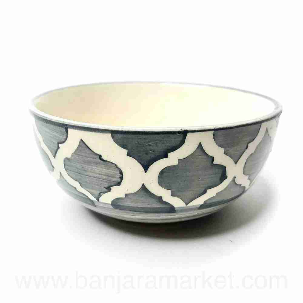 Banjara Market | Grey Moroccan Print Dinner Set (Set of 6)