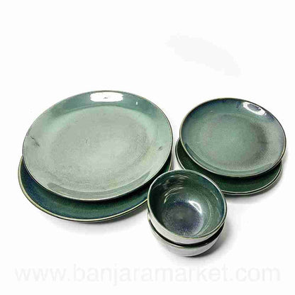 Banjara Market | Moss Green Dinner Set (Set of 6)