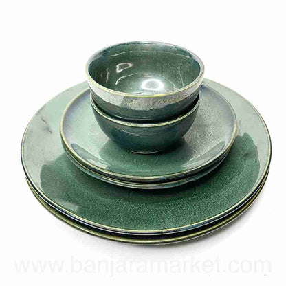 Banjara Market | Moss Green Dinner Set (Set of 6)