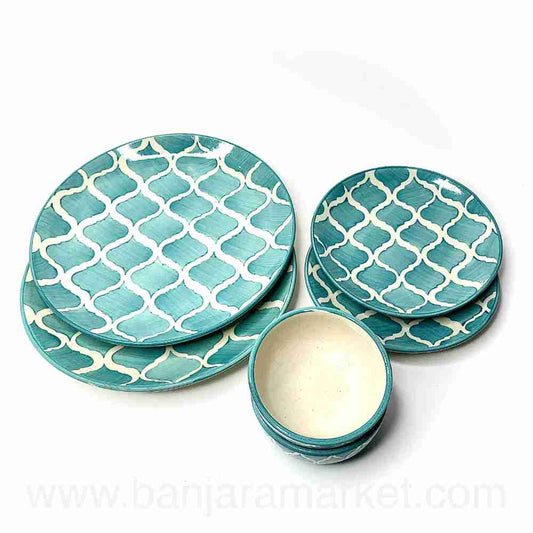 Banjara Market | Aqua Moroccan Dinner Set (Set of 6)