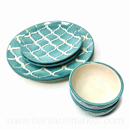 Banjara Market | Aqua Moroccan Dinner Set (Set of 6)