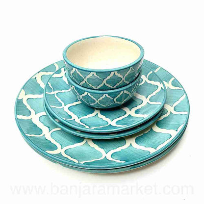 Banjara Market | Aqua Moroccan Dinner Set (Set of 6)