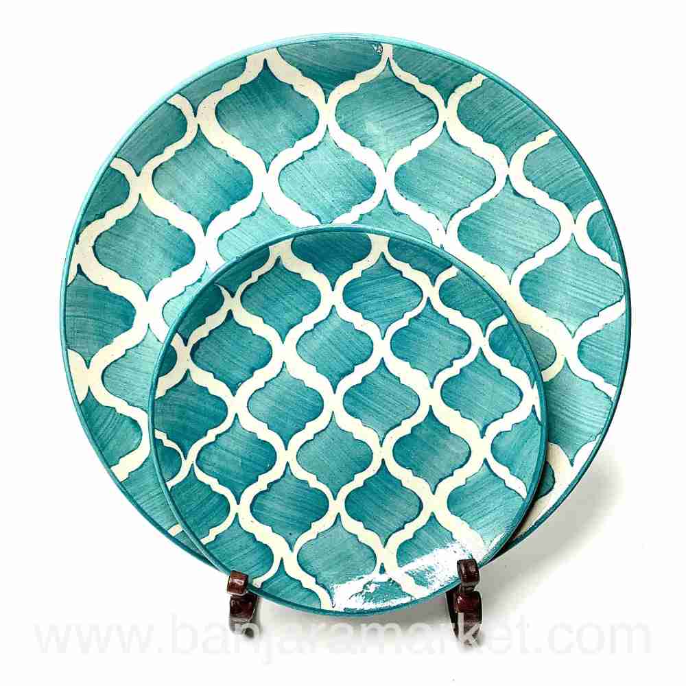 Banjara Market | Aqua Moroccan Dinner Set (Set of 6)