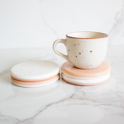 Up-down Coasters | Byora Homes | White & Pink | Marble