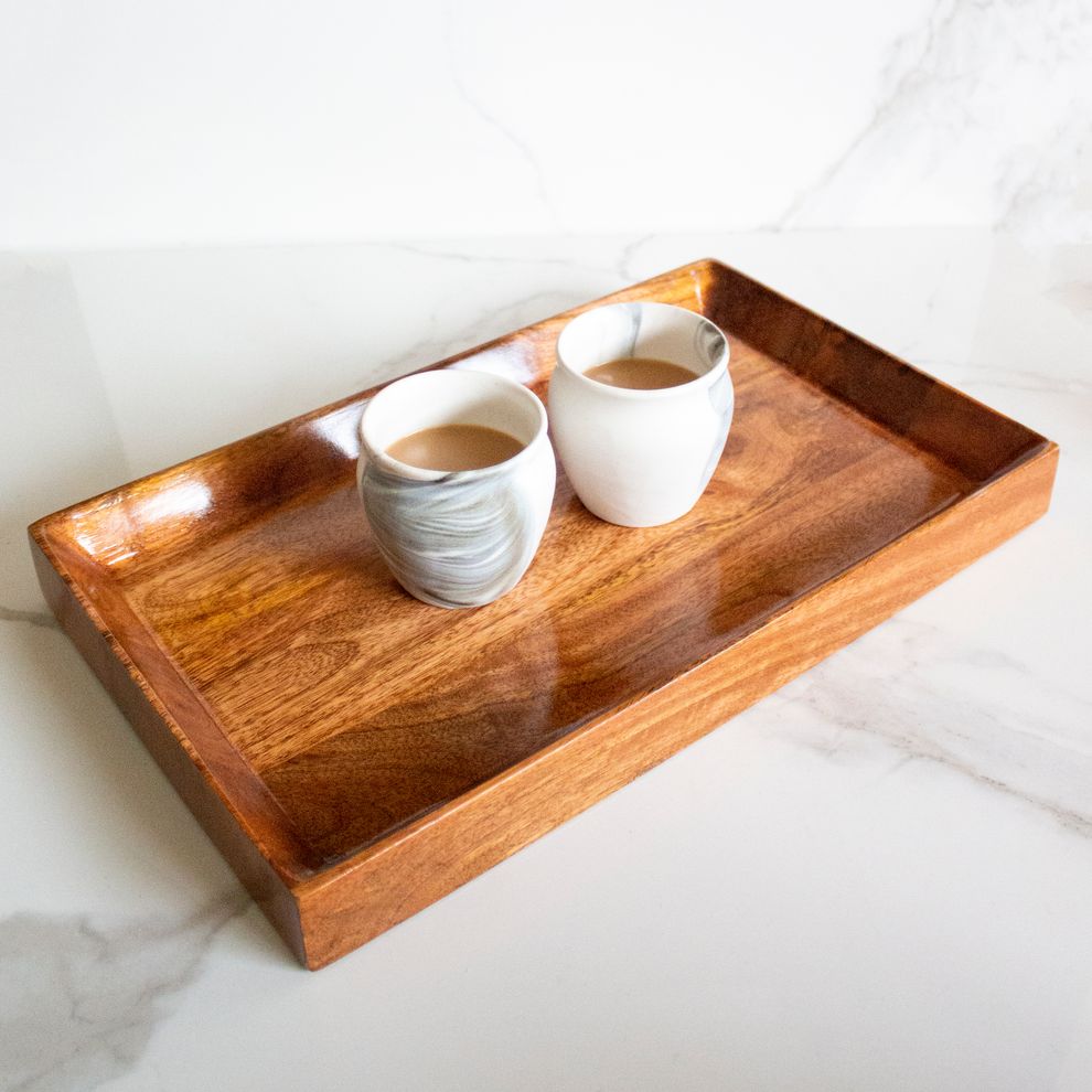 Hidden Hold Mango wood Tray | Byora Homes | Brown | Mango Wood