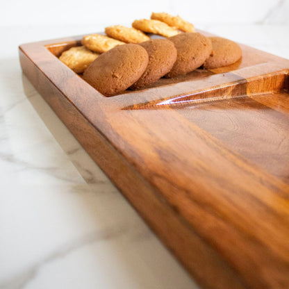 Oblique Mango wood Platter | Byora Homes | Brown | Mango Wood