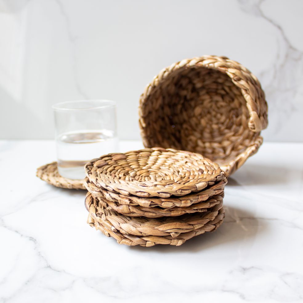 Weaver Coasters | Byora Homes | Brown | Water Hyacinth