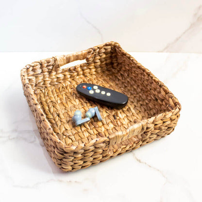 Handcrafted Boxy Tray | Byora Homes | Water Hyacinth