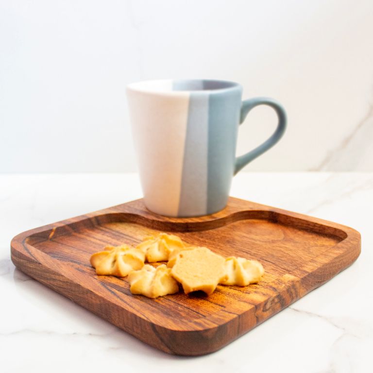 Coffee Cookie Platter | Byora Homes | Brown | Acacia Wood